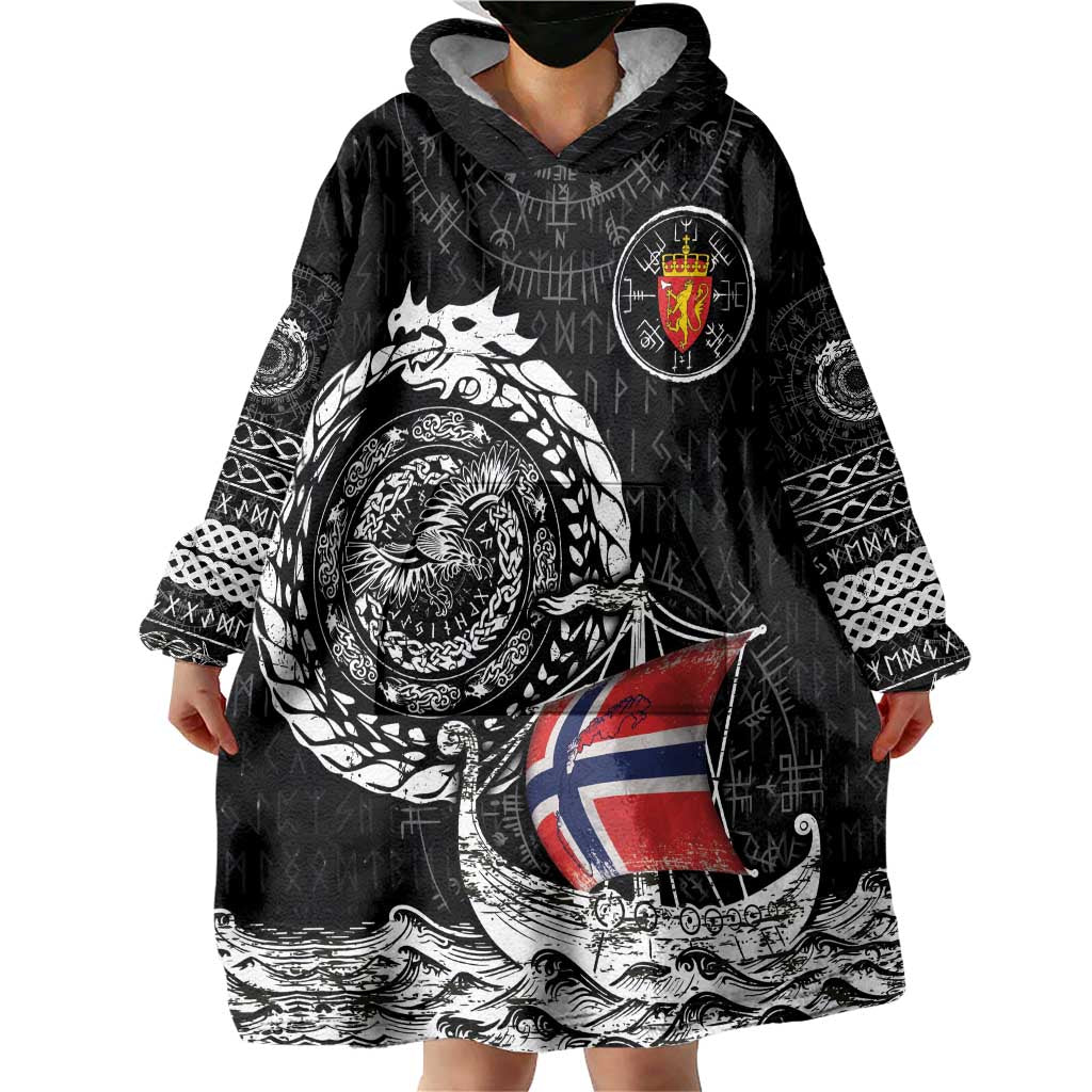 Personalized Viking Norway Wearable Blanket Hoodie Norwegian Viking Ship