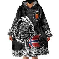 Personalized Viking Norway Wearable Blanket Hoodie Norwegian Viking Ship