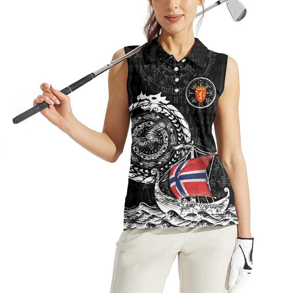 Personalized Viking Norway Women Sleeveless Polo Shirt Norwegian Viking Ship