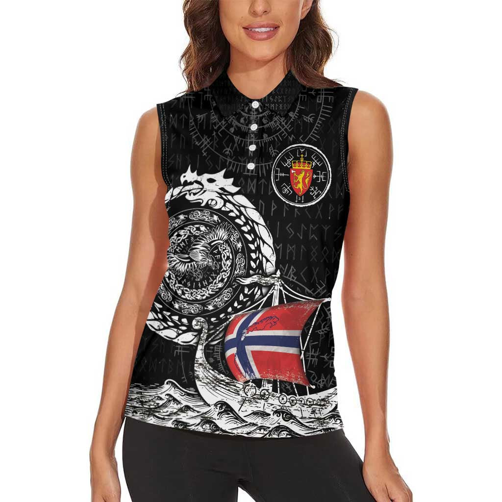 Personalized Viking Norway Women Sleeveless Polo Shirt Norwegian Viking Ship