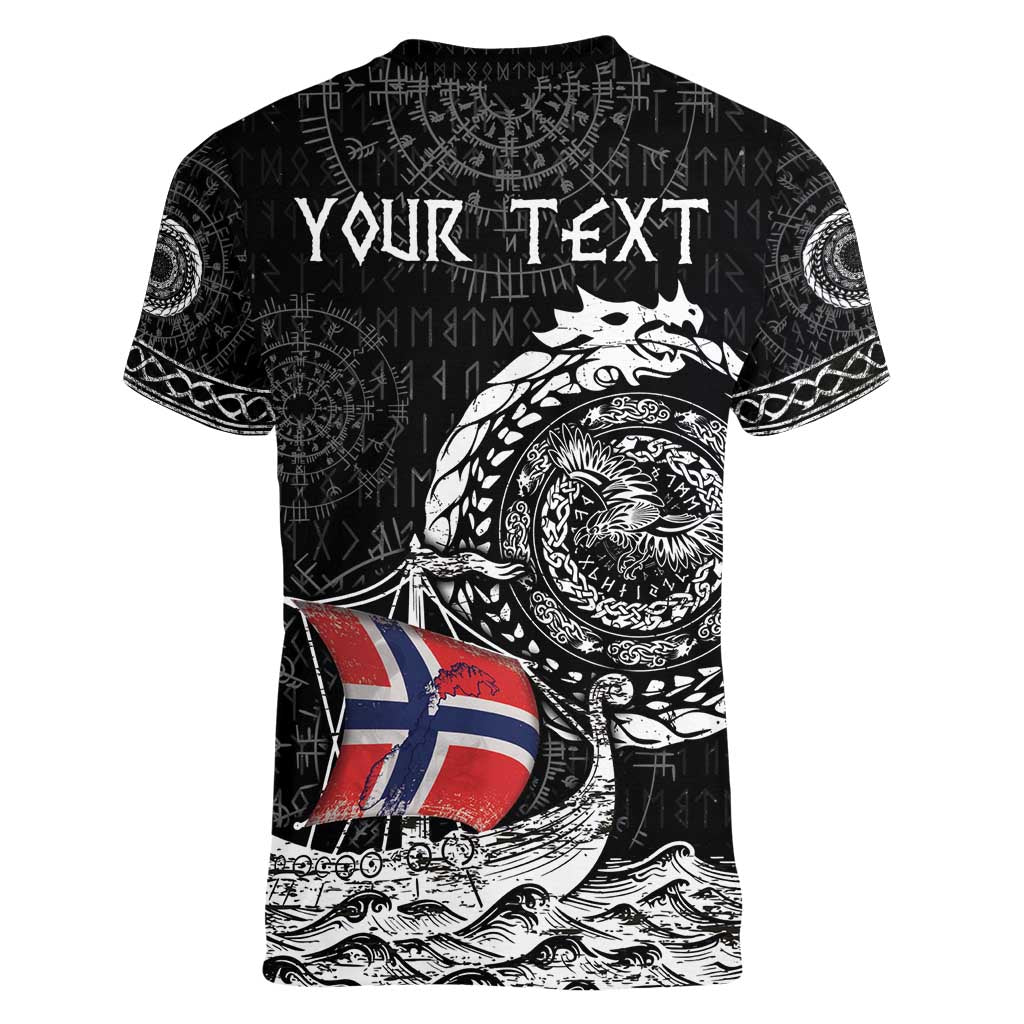 Personalized Viking Norway Women V-Neck T-Shirt Norwegian Viking Ship