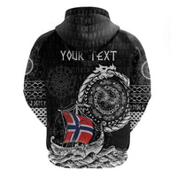 Personalized Viking Norway Zip Hoodie Norwegian Viking Ship