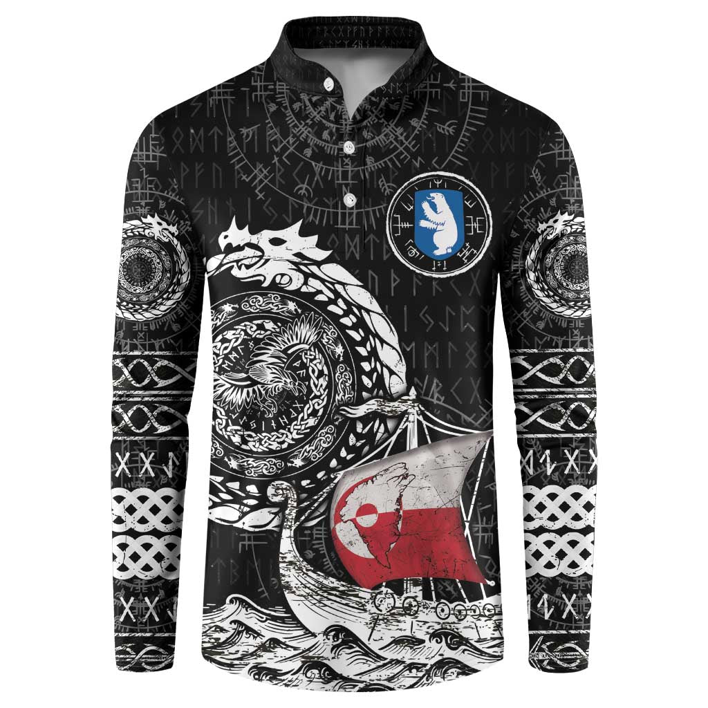 Personalized Viking Greenland Button Sweatshirt Greenlander Viking Ship