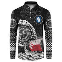 Personalized Viking Greenland Button Sweatshirt Greenlander Viking Ship