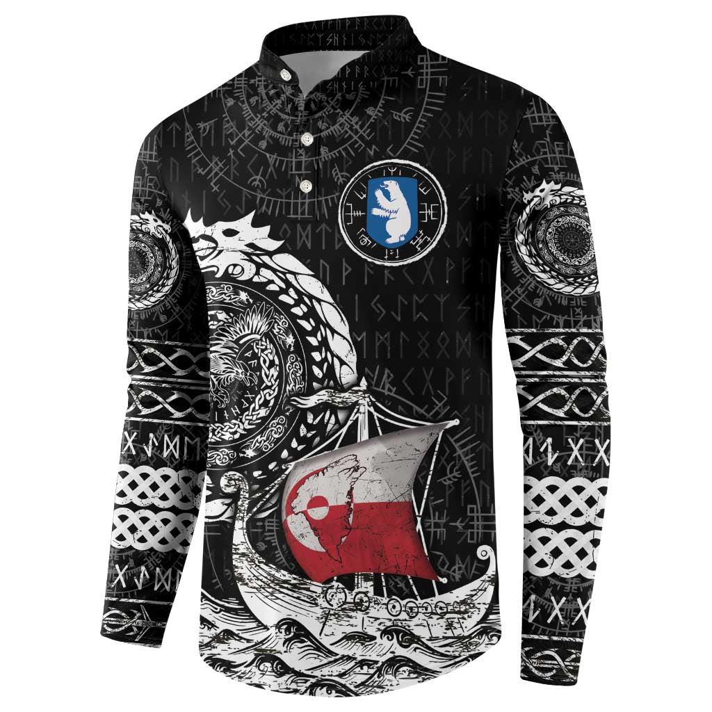 Personalized Viking Greenland Button Sweatshirt Greenlander Viking Ship