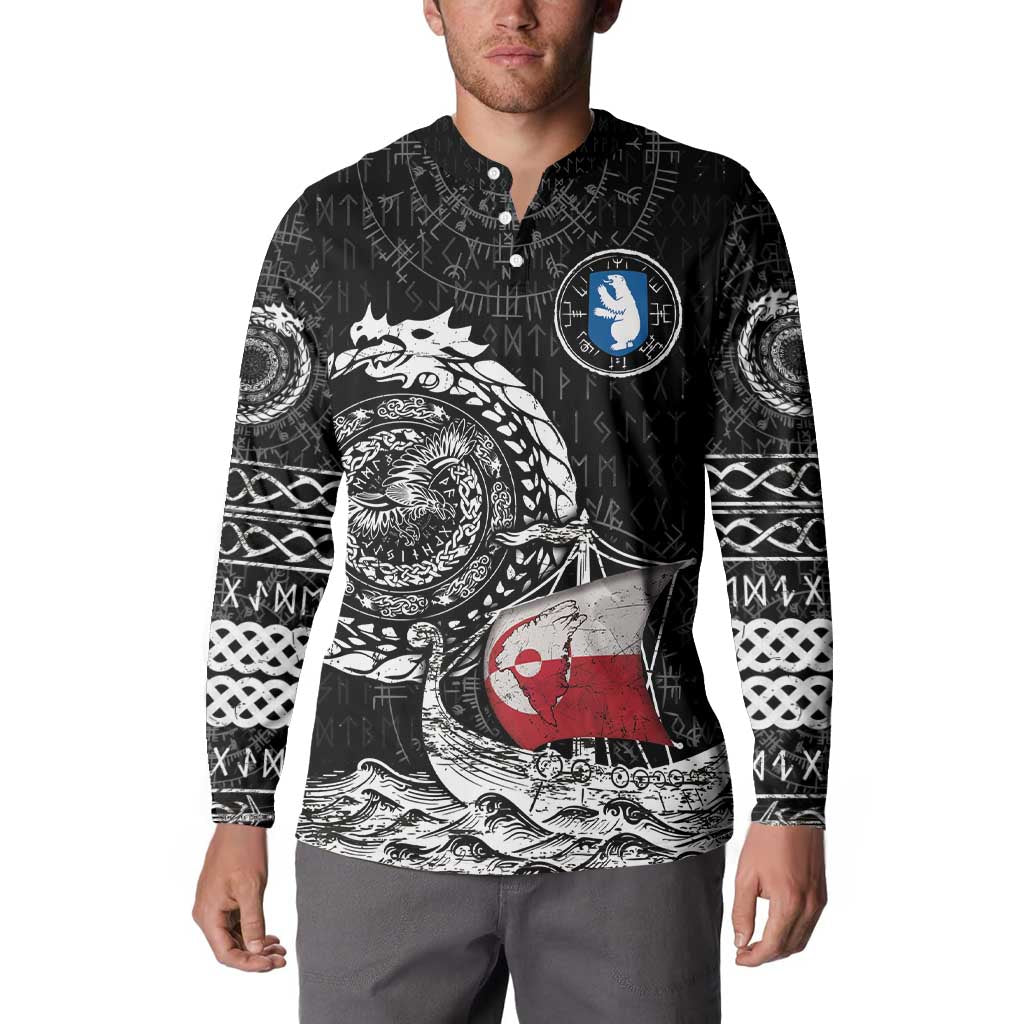 Personalized Viking Greenland Button Sweatshirt Greenlander Viking Ship