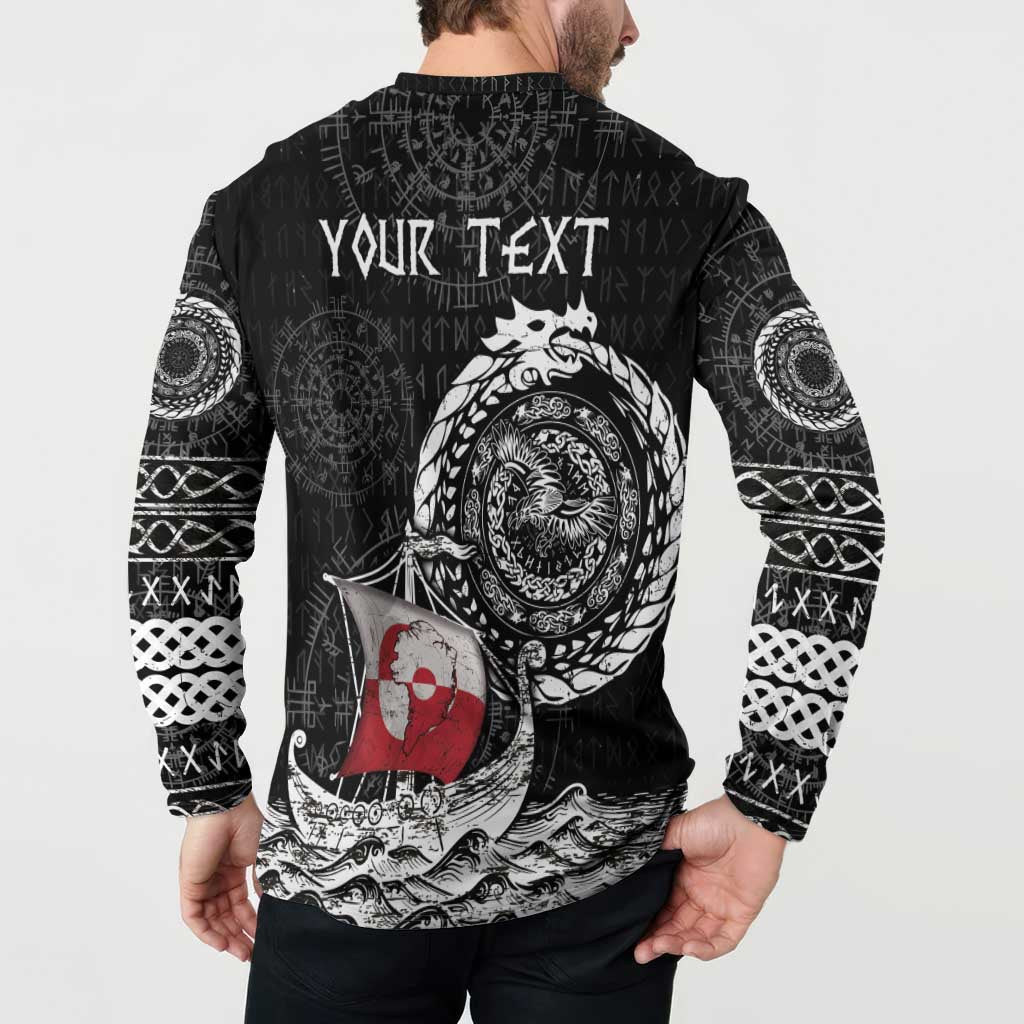 Personalized Viking Greenland Button Sweatshirt Greenlander Viking Ship