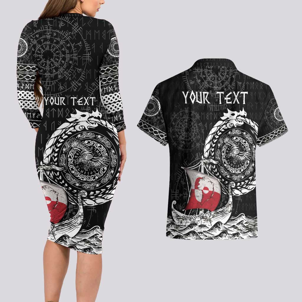 Personalized Viking Greenland Couples Matching Long Sleeve Bodycon Dress and Hawaiian Shirt Greenlander Viking Ship