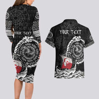 Personalized Viking Greenland Couples Matching Long Sleeve Bodycon Dress and Hawaiian Shirt Greenlander Viking Ship