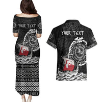 Personalized Viking Greenland Couples Matching Puletasi and Hawaiian Shirt Greenlander Viking Ship