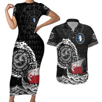 Personalized Viking Greenland Couples Matching Short Sleeve Bodycon Dress and Hawaiian Shirt Greenlander Viking Ship