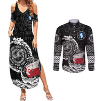 Personalized Viking Greenland Couples Matching Summer Maxi Dress and Long Sleeve Button Shirt Greenlander Viking Ship