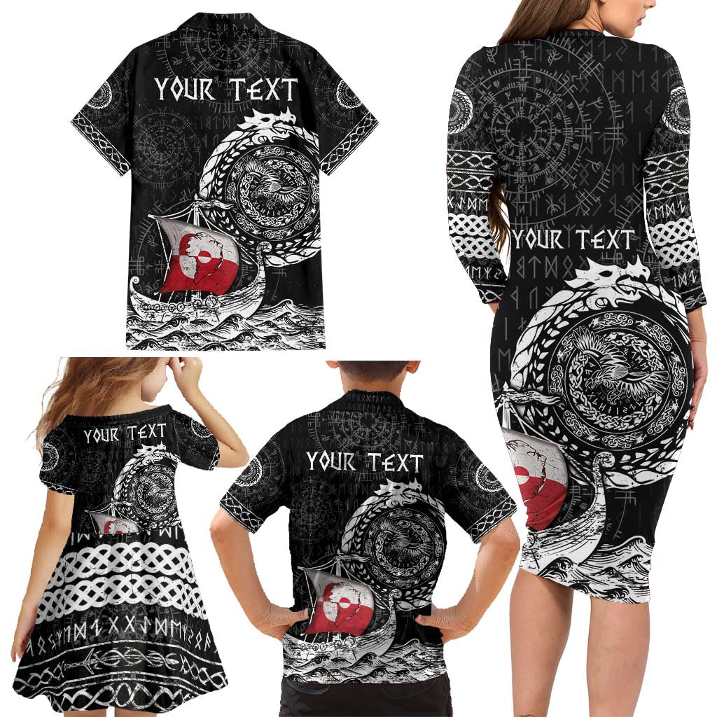 Personalized Viking Greenland Family Matching Long Sleeve Bodycon Dress and Hawaiian Shirt Greenlander Viking Ship