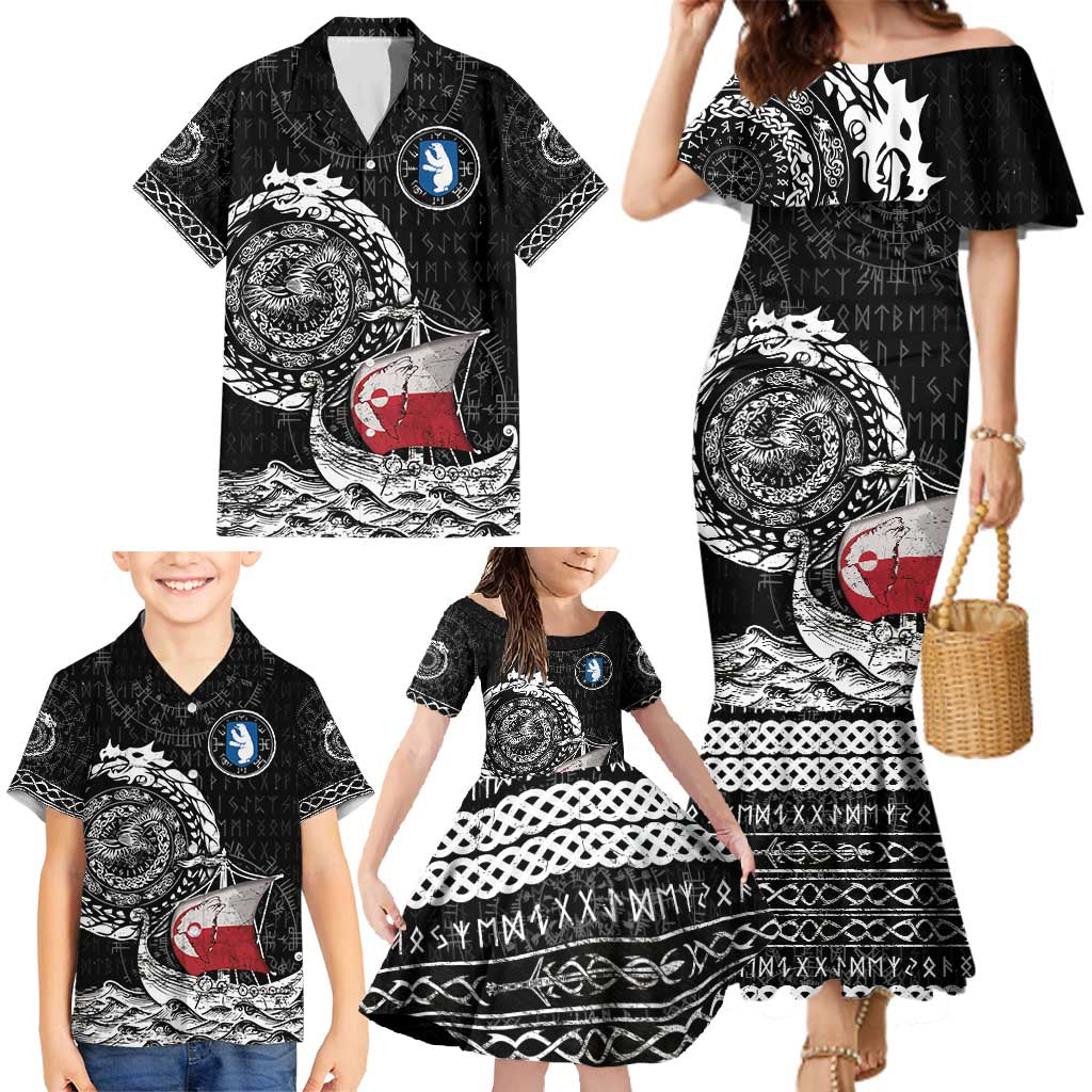 Personalized Viking Greenland Family Matching Mermaid Dress and Hawaiian Shirt Greenlander Viking Ship