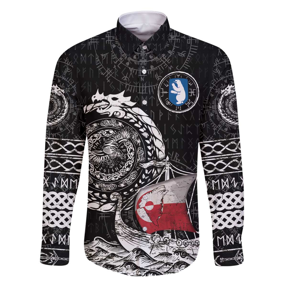 Personalized Viking Greenland Family Matching Off The Shoulder Long Sleeve Dress and Hawaiian Shirt Greenlander Viking Ship