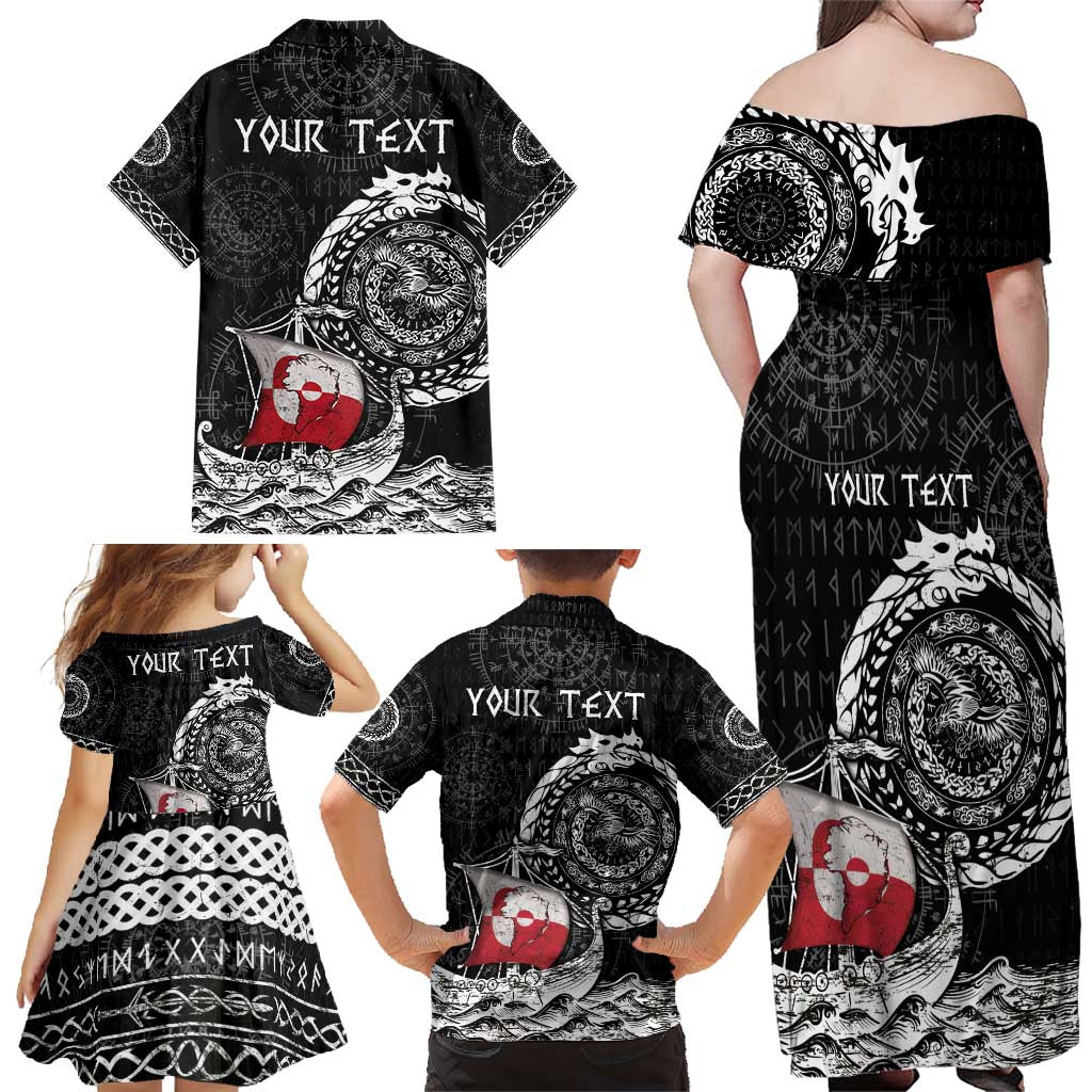 Personalized Viking Greenland Family Matching Off Shoulder Maxi Dress and Hawaiian Shirt Greenlander Viking Ship