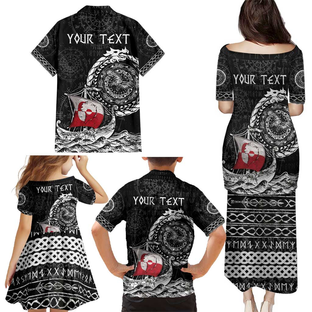 Personalized Viking Greenland Family Matching Puletasi and Hawaiian Shirt Greenlander Viking Ship