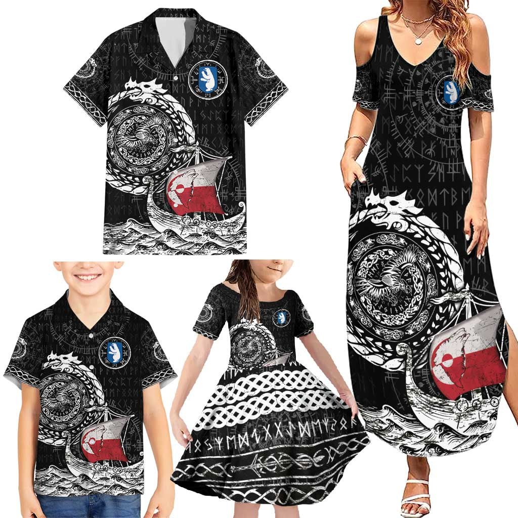 Personalized Viking Greenland Family Matching Summer Maxi Dress and Hawaiian Shirt Greenlander Viking Ship
