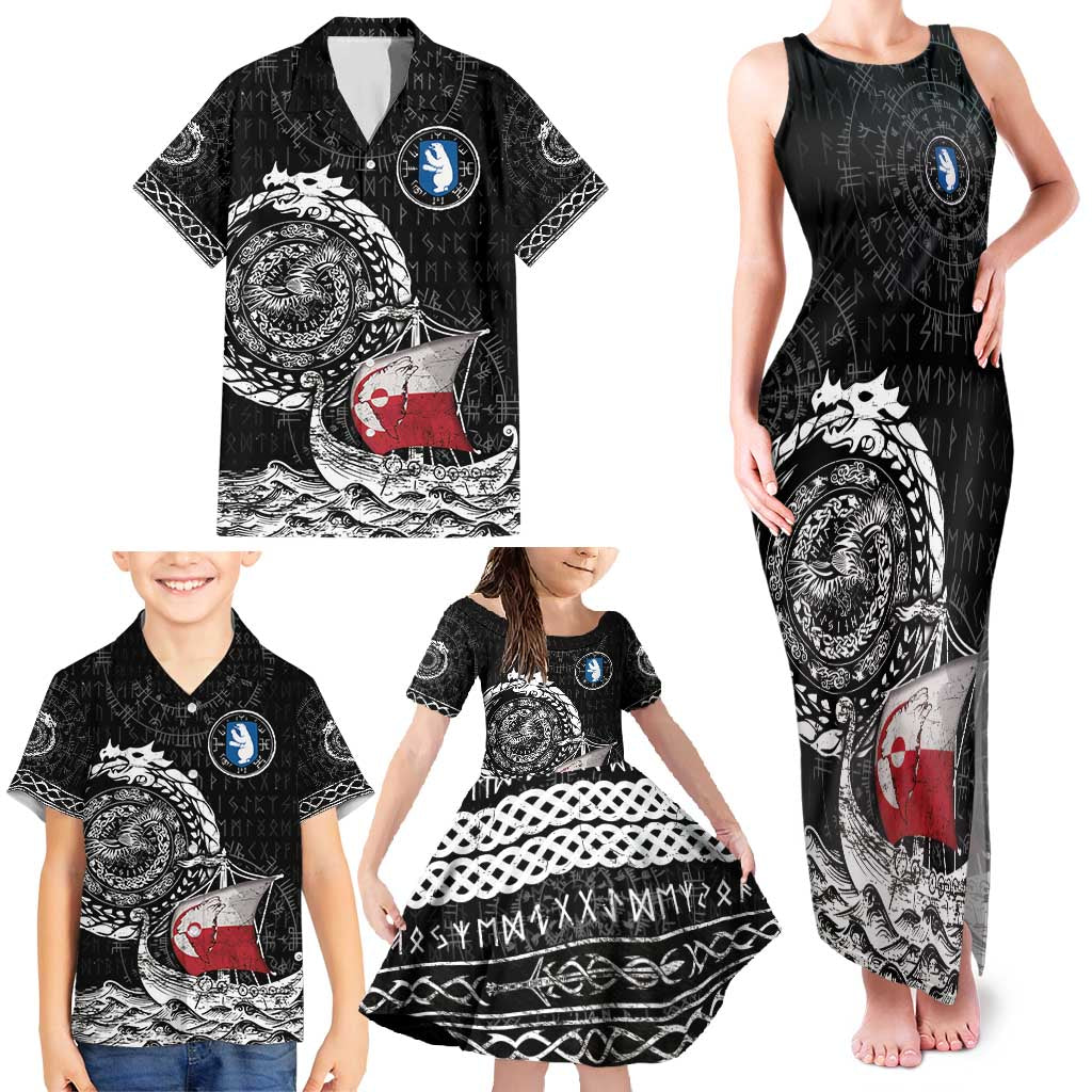 Personalized Viking Greenland Family Matching Tank Maxi Dress and Hawaiian Shirt Greenlander Viking Ship