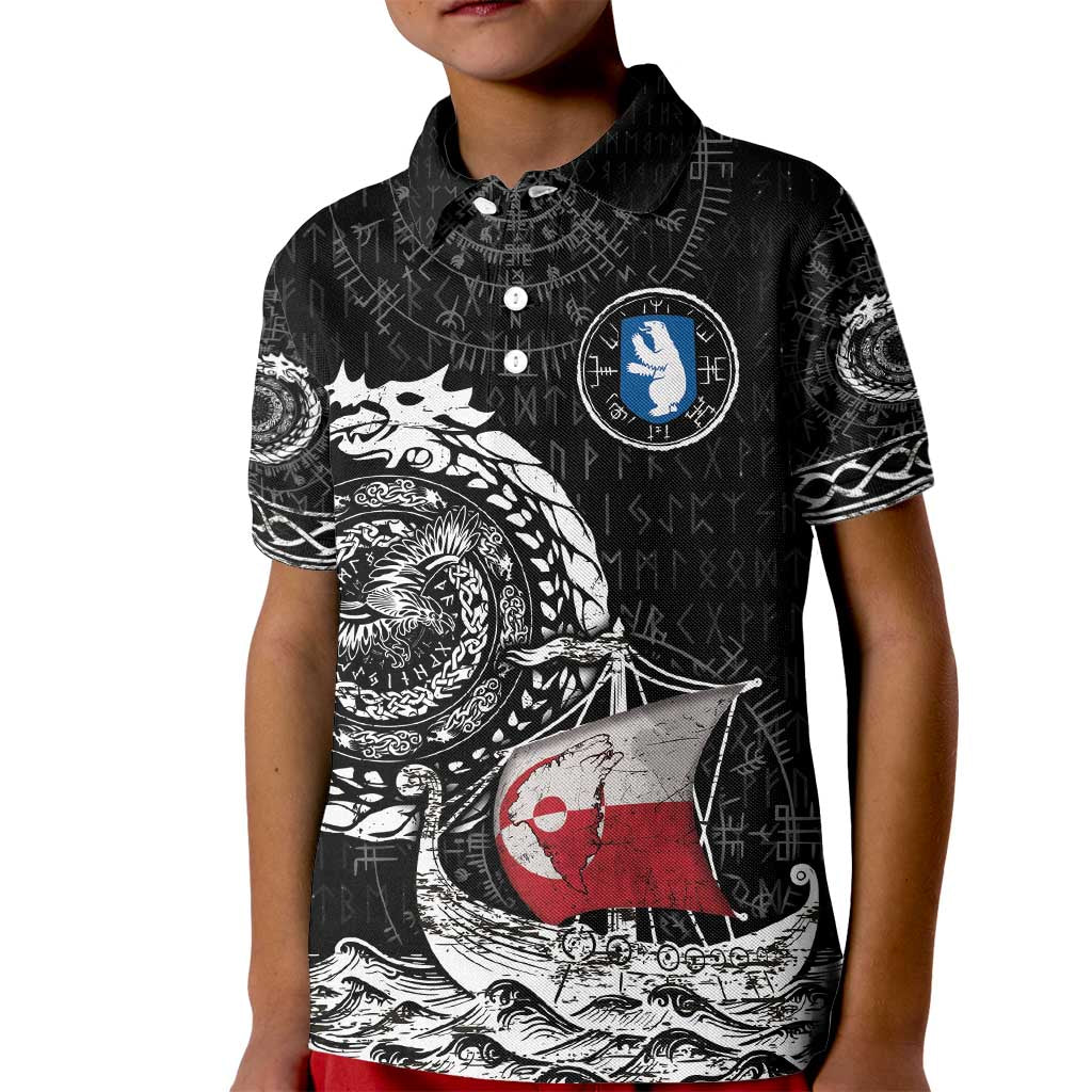 Personalized Viking Greenland Kid Polo Shirt Greenlander Viking Ship