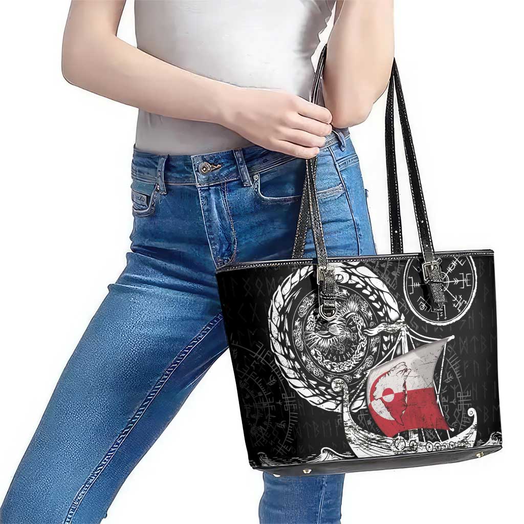 Viking Greenland Leather Tote Bag Greenlander Viking Ship