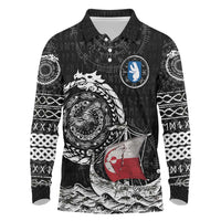 Personalized Viking Greenland Long Sleeve Polo Shirt Greenlander Viking Ship