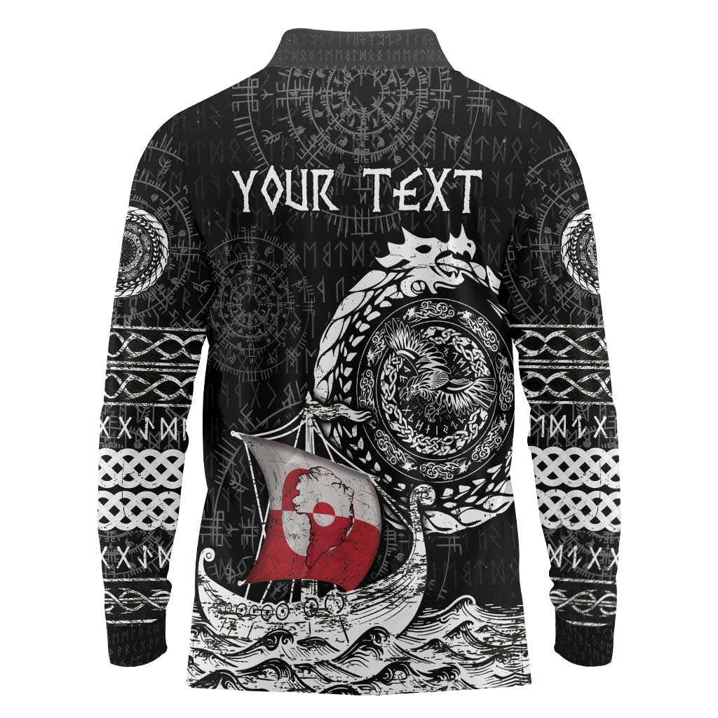 Personalized Viking Greenland Long Sleeve Polo Shirt Greenlander Viking Ship