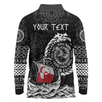 Personalized Viking Greenland Long Sleeve Polo Shirt Greenlander Viking Ship