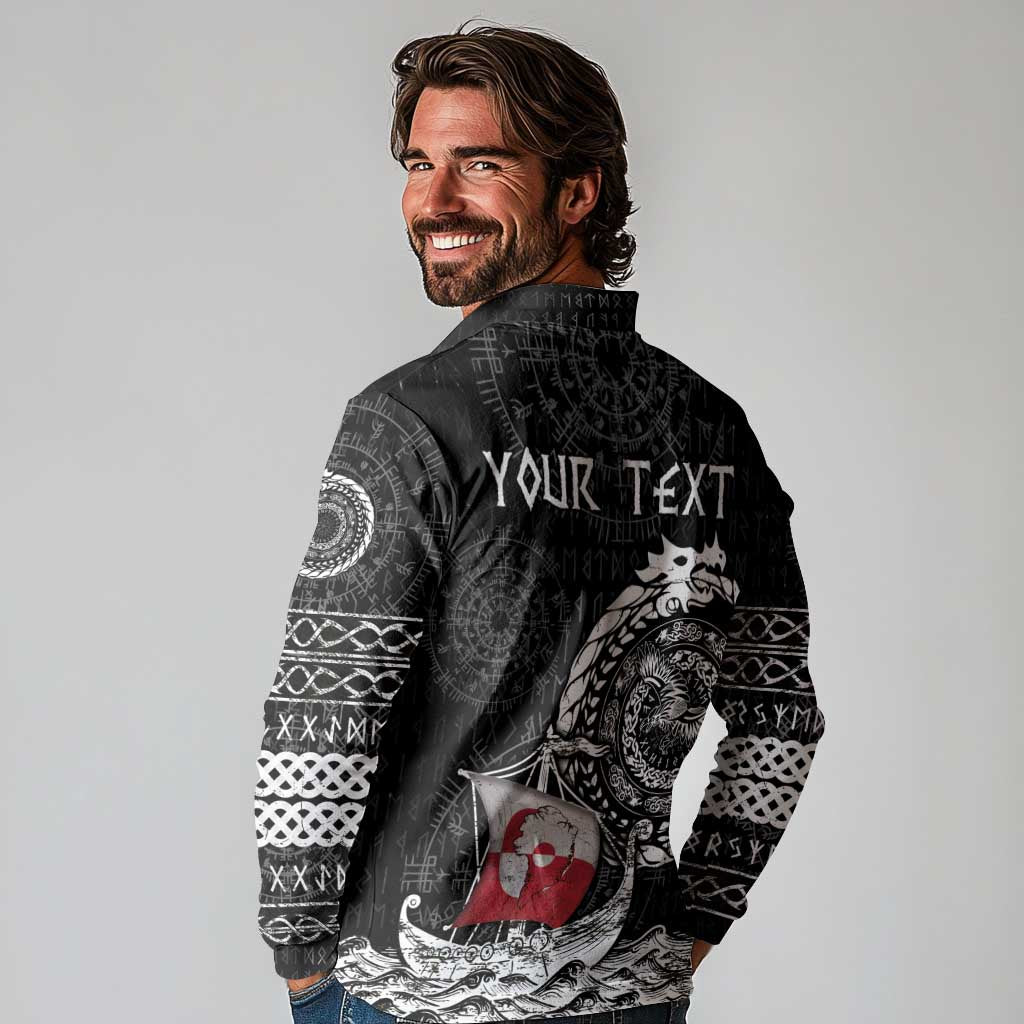 Personalized Viking Greenland Long Sleeve Polo Shirt Greenlander Viking Ship