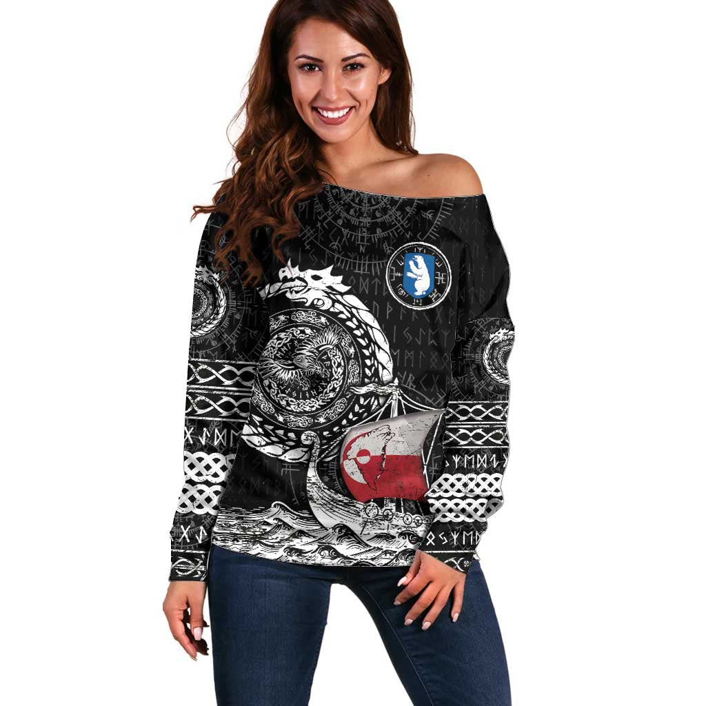 Personalized Viking Greenland Off Shoulder Sweater Greenlander Viking Ship
