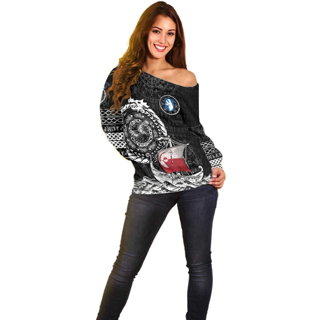 Personalized Viking Greenland Off Shoulder Sweater Greenlander Viking Ship