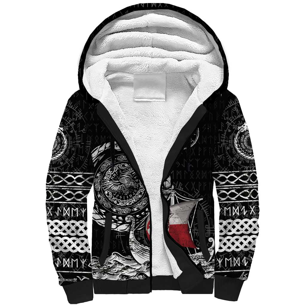 Personalized Viking Greenland Sherpa Hoodie Greenlander Viking Ship