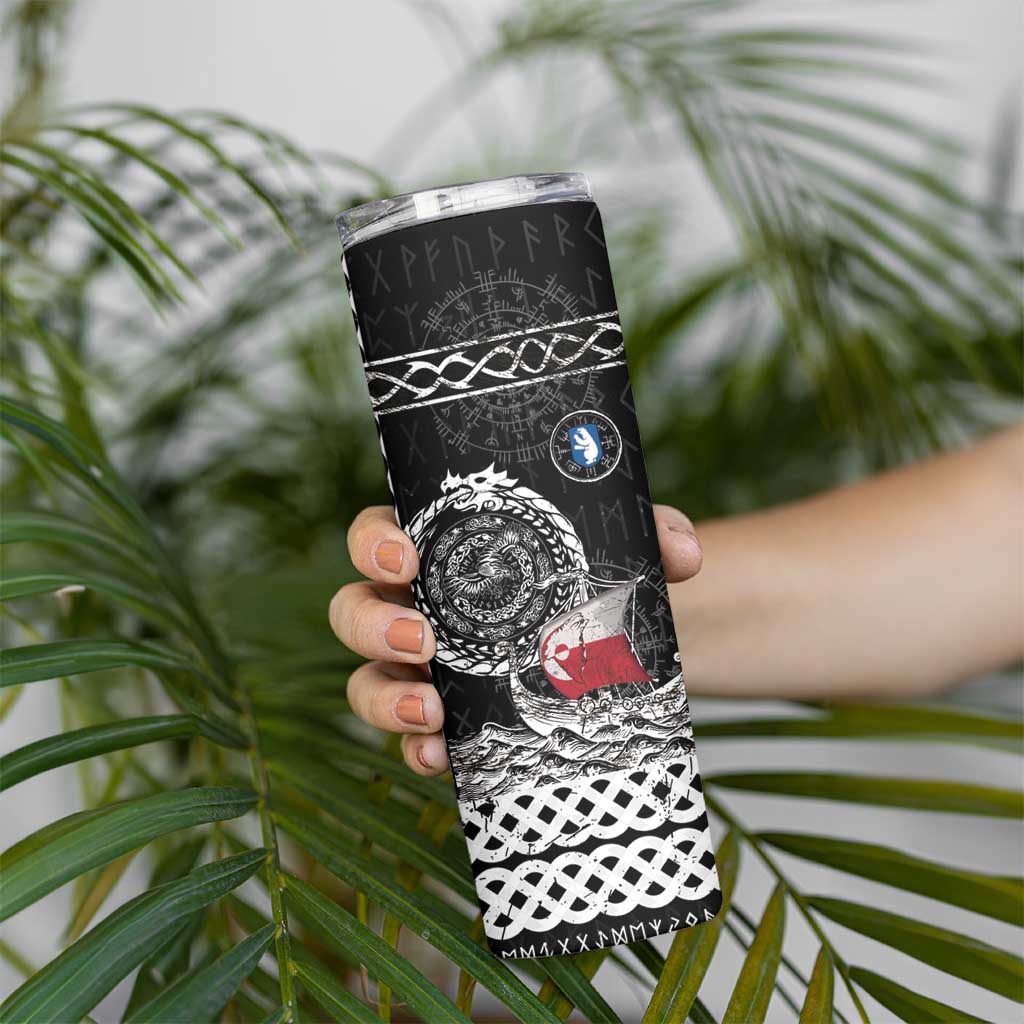 Personalized Viking Greenland Skinny Tumbler Greenlander Viking Ship