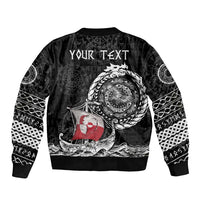 Personalized Viking Greenland Sleeve Zip Bomber Jacket Greenlander Viking Ship