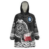 Personalized Viking Greenland Wearable Blanket Hoodie Greenlander Viking Ship