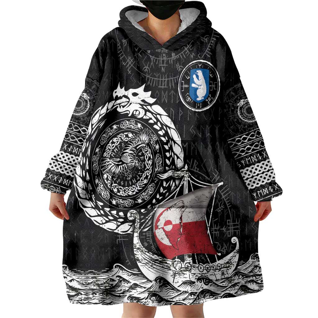Personalized Viking Greenland Wearable Blanket Hoodie Greenlander Viking Ship