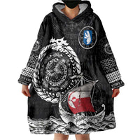 Personalized Viking Greenland Wearable Blanket Hoodie Greenlander Viking Ship