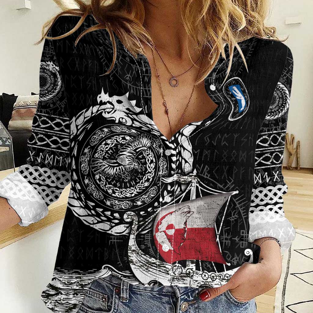 Personalized Viking Greenland Women Casual Shirt Greenlander Viking Ship