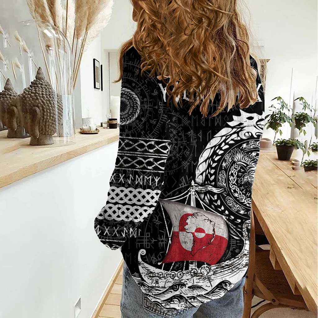 Personalized Viking Greenland Women Casual Shirt Greenlander Viking Ship
