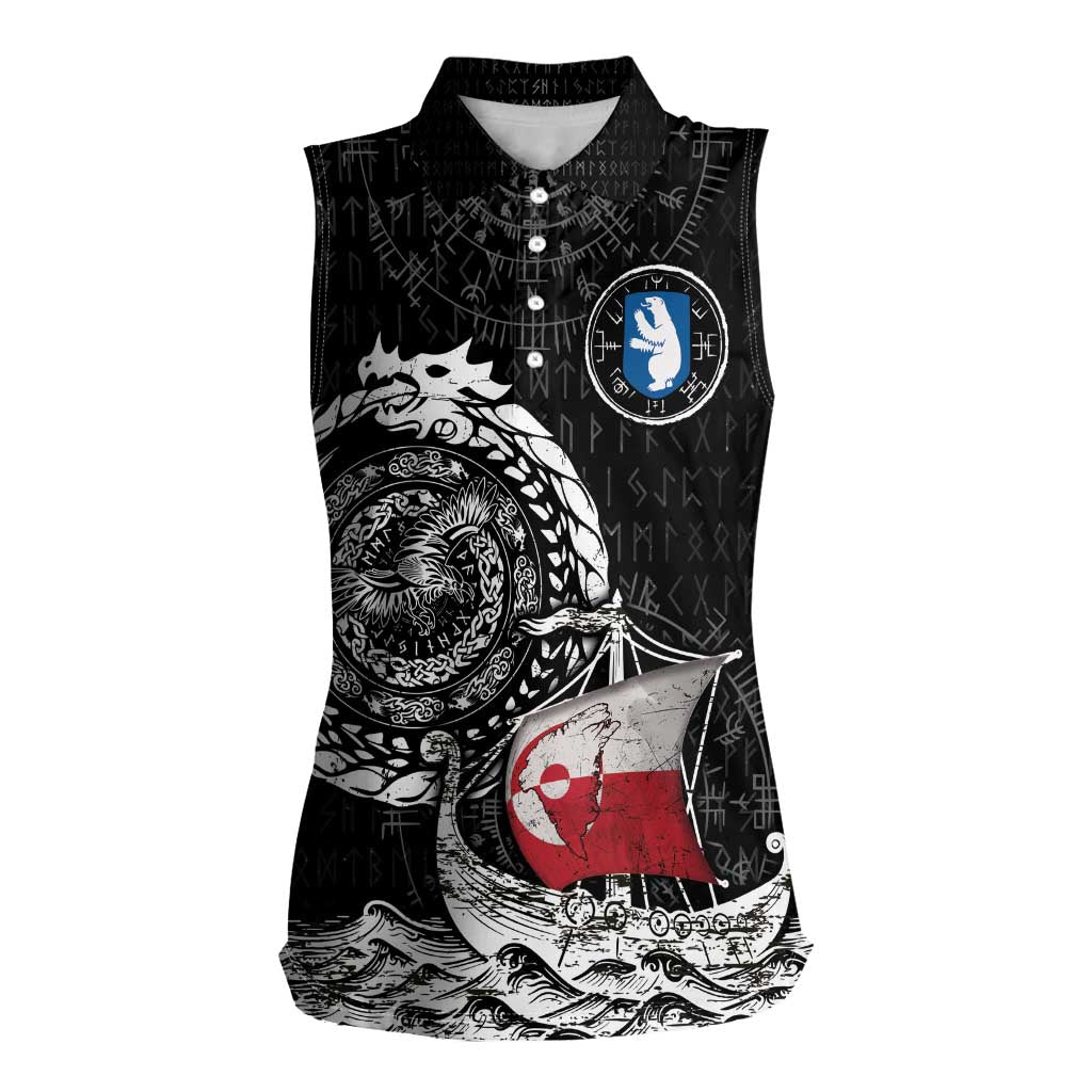 Personalized Viking Greenland Women Sleeveless Polo Shirt Greenlander Viking Ship