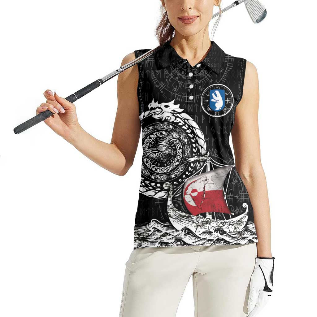 Personalized Viking Greenland Women Sleeveless Polo Shirt Greenlander Viking Ship