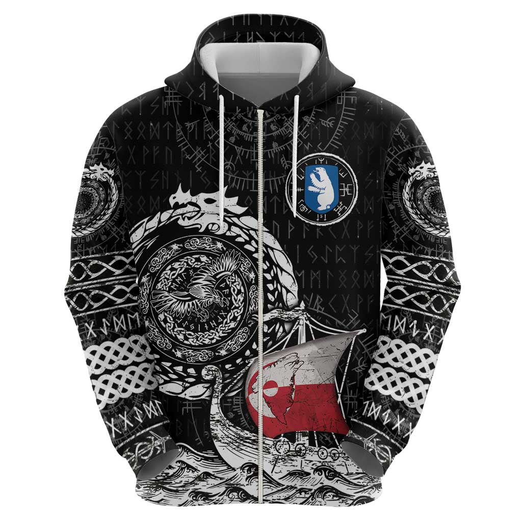 Personalized Viking Greenland Zip Hoodie Greenlander Viking Ship