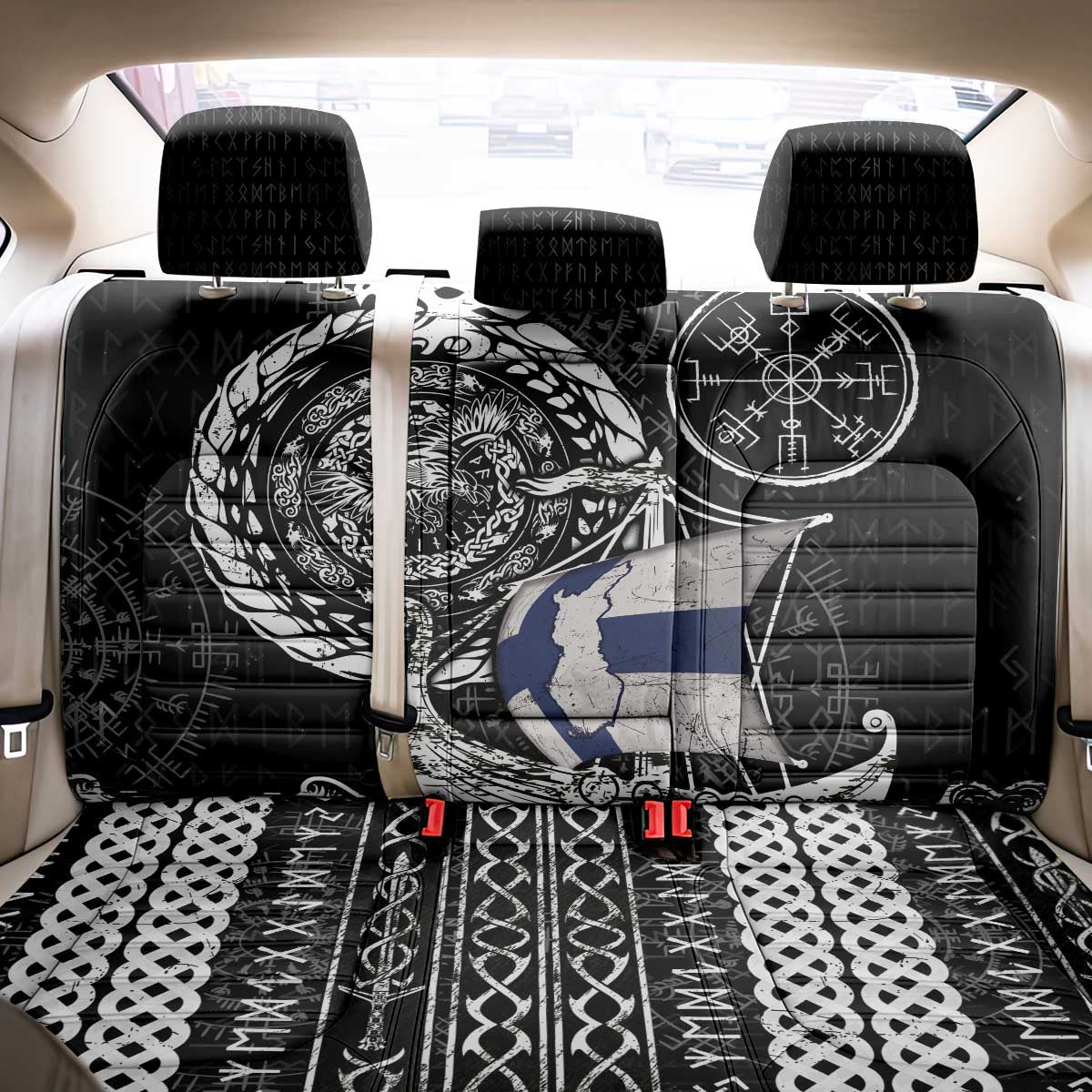 Viking Finland Back Car Seat Cover Finnish Viking Ship