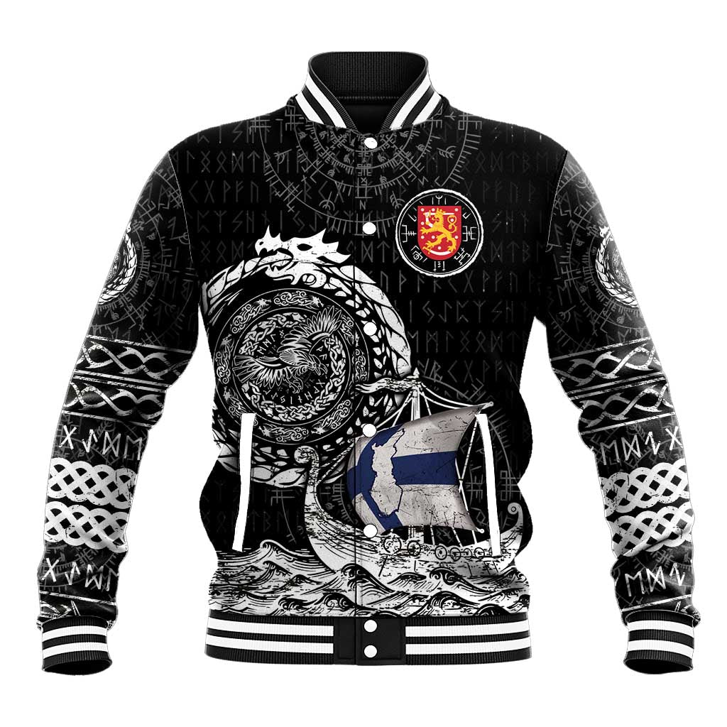 Personalized Viking Finland Baseball Jacket Finnish Viking Ship