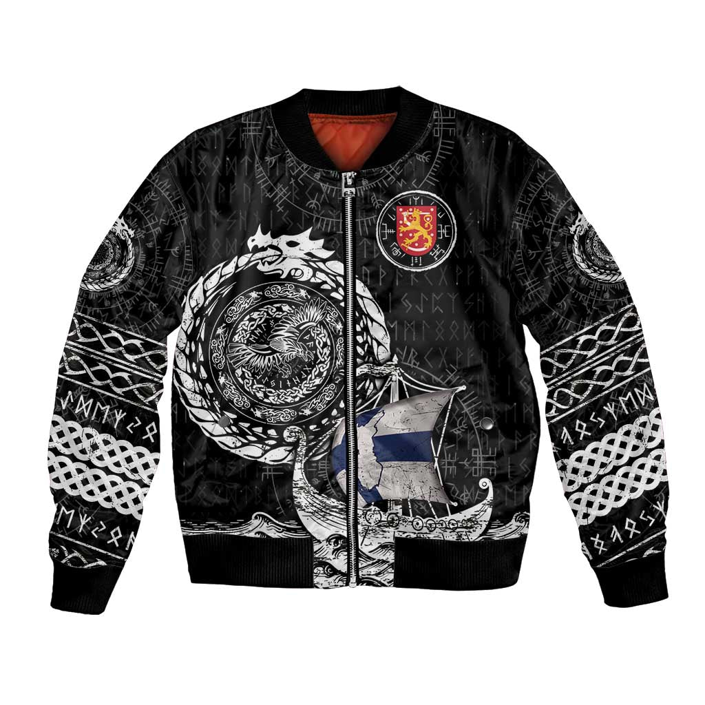 Personalized Viking Finland Bomber Jacket Finnish Viking Ship