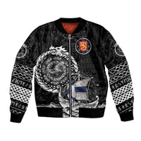 Personalized Viking Finland Bomber Jacket Finnish Viking Ship