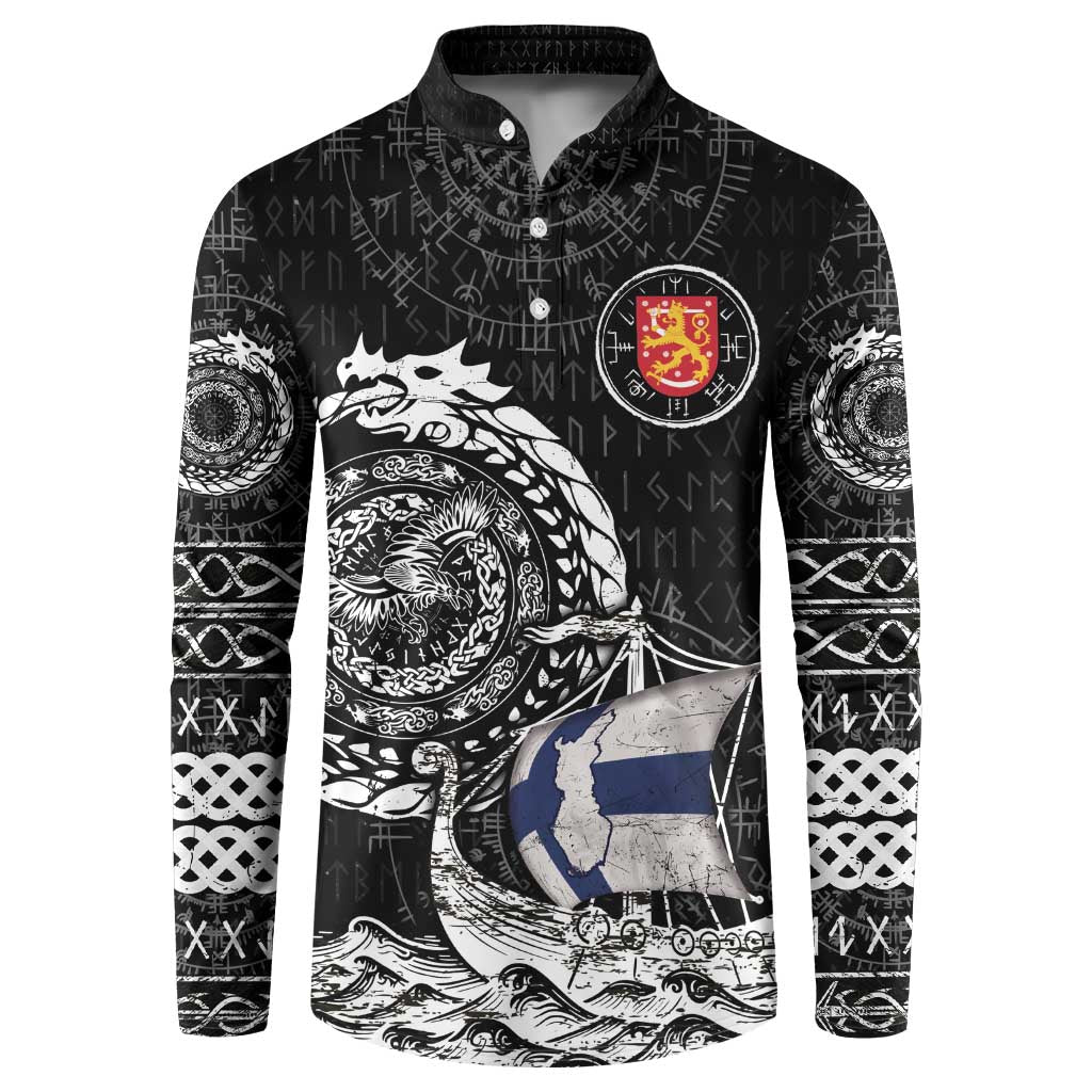 Personalized Viking Finland Button Sweatshirt Finnish Viking Ship