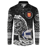 Personalized Viking Finland Button Sweatshirt Finnish Viking Ship