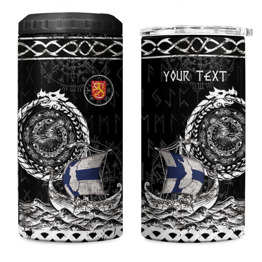 Personalized Viking Finland 4 in 1 Can Cooler Tumbler Finnish Viking Ship