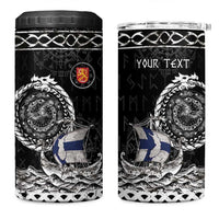 Personalized Viking Finland 4 in 1 Can Cooler Tumbler Finnish Viking Ship